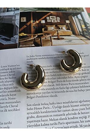 Kadın C Halka Hafif Gold Kaplama Küpe Çifti