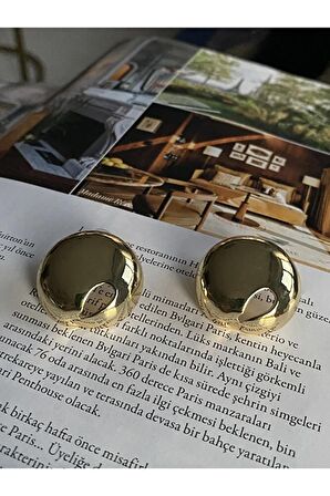 Kadın İri Halka Damla Gold Kaplama Küpe Çifti