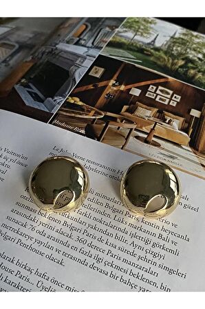 Kadın İri Halka Damla Gold Kaplama Küpe Çifti