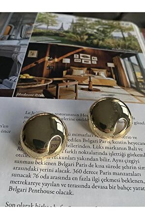 Kadın İri Halka Damla Gold Kaplama Küpe Çifti