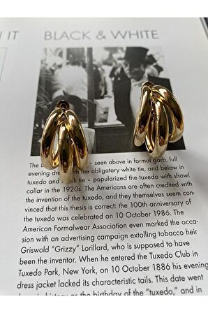 Kadın 3 Sıra Halka Sallantılı Gold Kaplama Küpe Çifti