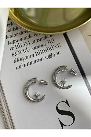 Yıldız Halka Altın Kaplama Kadın Küpe Çifti