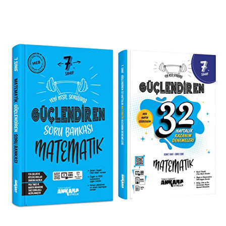 Ankara Yayıncılık 7. Sınıf Matematik Güçlendiren Soru Bankası ve 32 Haftalık Deneme Seti 2 Kitap