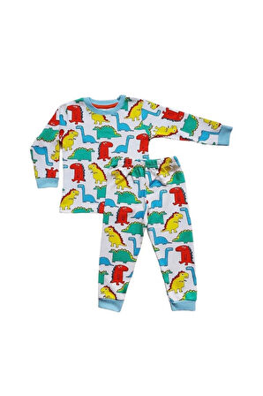 *ELMP Dinazor Desen %100 Pamuk Erkek Çocuk Pijama Takımı 1-9 Yaş 2226