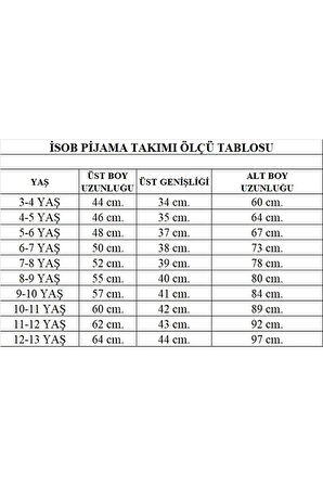 İSOB Kırmızı Papatya Desenli %100 Pamuk Kız Çocuk Pijama Takımı 8-13 Yaş 25404-K