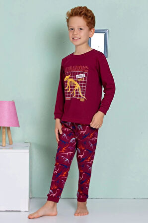 ELMP Dinazor Desenli %100 Pamuk Erkek Çocuk Pijama Takımı 1-13 Yaş 3069