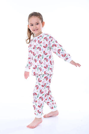 İSOB Ekru Paw Petrol Desenli %100 Pamuk Kız Çocuk Pijama Takımı 3-8 Yaş 31206-E