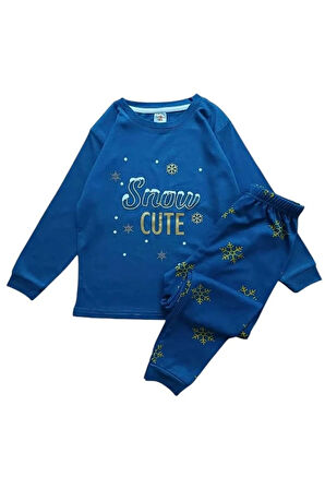 ELMP Snow Cute Desen %100 Pamuk Kız Çocuk Pijama Takımı 1-10 Yaş 4008