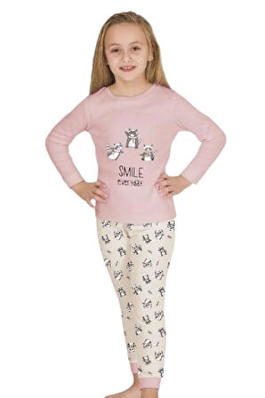 ELMP Yaramaz Kunduzlar %100 Pamuk Kız Çocuk Pijama Takımı 1-9 Yaş 4014