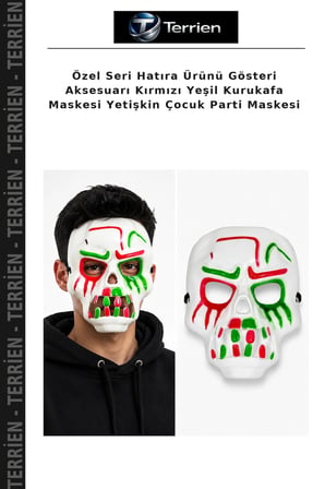 Özel Seri Hatıra Ürünü Gösteri Aksesuarı Kırmızı Yeşil Kurukafa Maskesi Yetişkin Çocuk Parti Maskesi