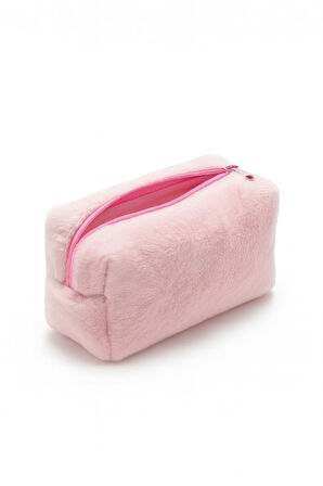 Peluş Yumuşacık Makyaj Çantası - Kozmetik Organizeri Pembe