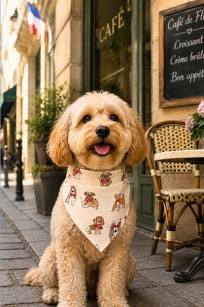 Köpek Desenli, Pamuklu Kumaş, Tüm Irklar İçin İdeal, Pati Kulübü Desenli Köpek Fuları