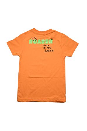 Sevimli Dinozor Baskılı Erkek Bebek Tshirt Turuncu