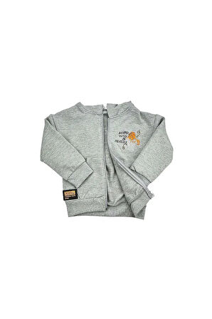 First Basketbol Kapsonlu Pamuklu Erkek Bebek sweat Gri