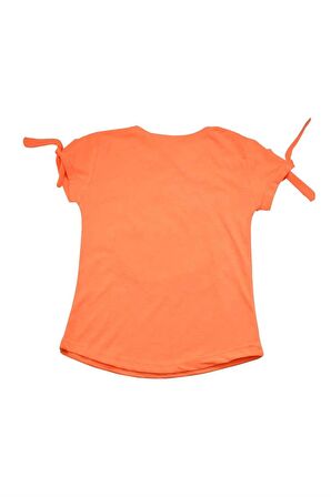 Çiçek Sepet Nakışlı Kız Bebek Tshirt Turuncu