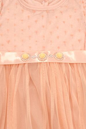 Karpuz Kollu Kız Bebek Elbise Somon