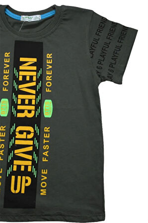 Never Gıve Up Baskılı Erkek Bebek Tshirt Yeşil