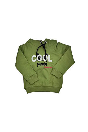 Cool Panda Kapşonlu Kız Bebek Sweat Yeşil