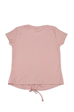 Nakışlı Fitilli Beauty Queen Tshirt Pudra