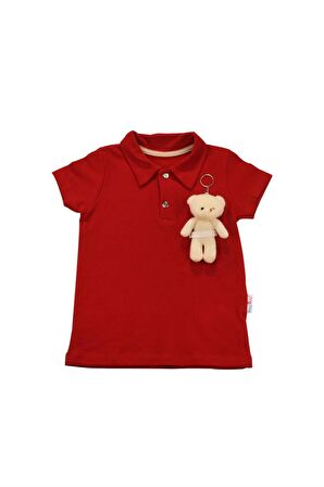 Ayıcık Aksesuarlı Erkek Bebek 2li Takım Kırmızı