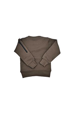 Çift Fermuar Detaylı Erkek Bebek Sweat Kahverengi