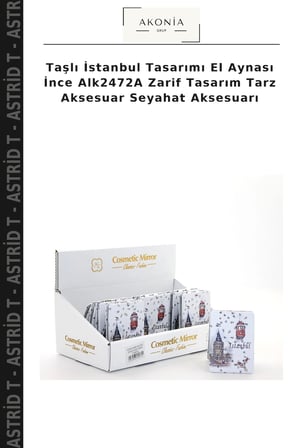 Taşlı İstanbul Tasarımı El Aynası İnce Alk2472A Zarif Tasarım Tarz Aksesuar Seyahat Aksesuarı