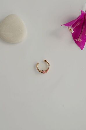 Sıkıştırmalı Kıkırdak Küpesi Pembe Kelebek Earcuff