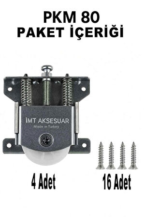 İmt Aksesuar Pkm 80 (4 Adet) Sürgülü Dolap Kapağı ve Gardrop Sürgü Kapağı Tekeri