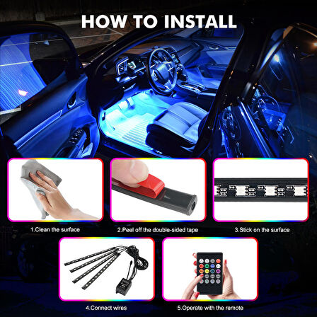 Renault 12 Sese Duyarlı Ayak Altı Led Aydınlatma Kumandalı RGB