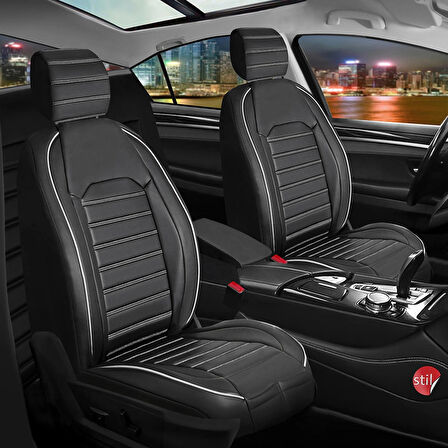 Opel Frontera Lüx Deri Oto Koltuk Kılıfı Ön Arka Takım Set Orjinal SİYAH BEYAZ