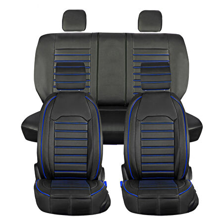Ford Eco Sport Lüx Deri OTO KOLTUK KILIFI Ön Arka Takım Set Orjinal SİYAH MAVİ