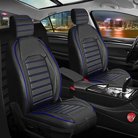 Volvo XC70 Lüx Deri OTO KOLTUK KILIFI Ön Arka Takım Set Orjinal SİYAH MAVİ
