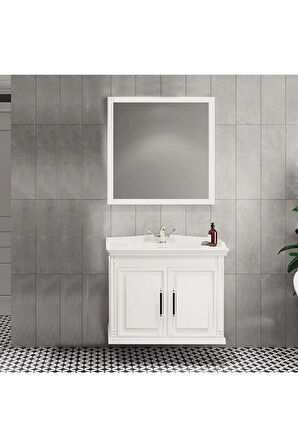 Albatros 80 cm MDF Beyaz Banyo Dolabı Takımı