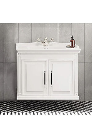 Albatros 80 cm MDF Beyaz Banyo Dolabı Takımı