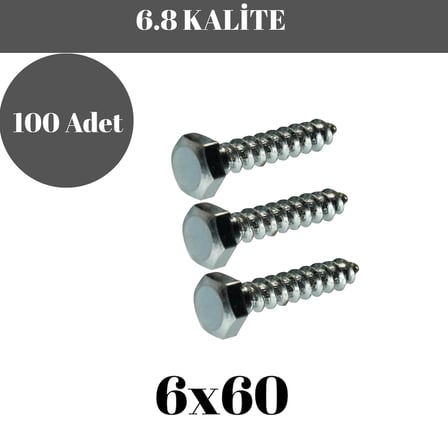 Trifon Vida 6x60 mm Altı Köşe Anahtar Başlı Vida  100'lü Paket