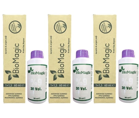 BioMagic Organik Amonyaksız Saç Boyası (Şeftali Turuncu)+Oksidan (3 Adet) 