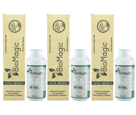 BioMagic Organik Amonyaksız Saç Boyası (Kumral Bakır-77.76)+Oksidan (3 Adet) 