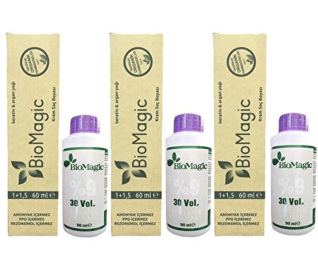 BioMagic Organik Amonyaksız Saç Boyası (Kristal Sarısı-11.21)+Oksidan (3 Adet) 