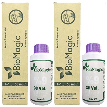 BioMagic Organik Amonyaksız Saç Boyası (Açık Kumral Dore-88.33)+Oksidan (2 Adet) 