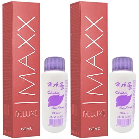 Maxx Deluxe Saç Boyası Şarap Kızılı-4/65+Oksidan (2 ADET)