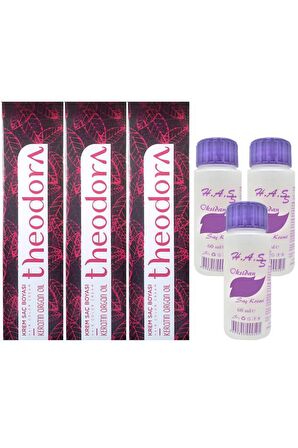 Theodora Saç Boyası 60 Ml.+H.A.SS Oksidan 60 Ml. (3'er Adet)