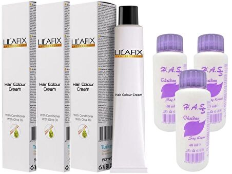 H.A.SS Oksidan 60 Ml. +Lilafix Saç Boyası Sarı Mix 60 Ml. (3'er Adet)