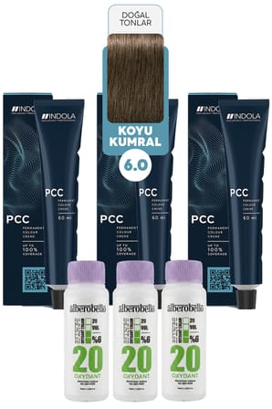 Alberobello Oksidan+Indola PCC Saç Boyası 60 Ml. (3'er Adet)