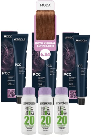 Alberobello Oksidan+Indola PCC Saç Boyası 60 Ml. (3'er Adet)