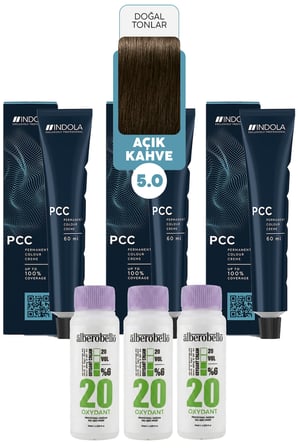 Alberobello Oksidan+Indola PCC Saç Boyası 60 Ml. (3'er Adet)