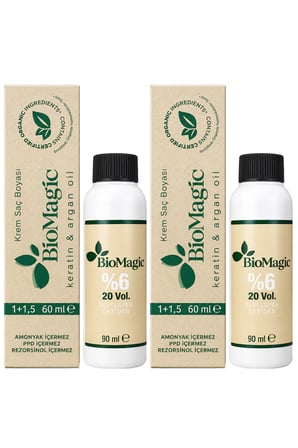 BioMagic Organik İçerikli Amonyaksız Saç Boyası 60 Ml. + Oksidan 90 Ml. (2'şer Adet)