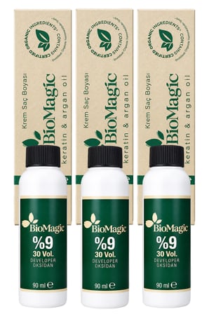 BioMagic Organik İçerikli Amonyaksız Saç Boyası 60 Ml. + Oksidan 90 Ml. (3'er Adet)