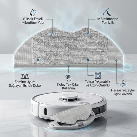 Robot Vacuum H40(OV51) ile Uyumlu 2 Ana Fırça 4 Yan Fırça 4 Filtre 4 Mop 1 Deterjan 4 Toz Torbası