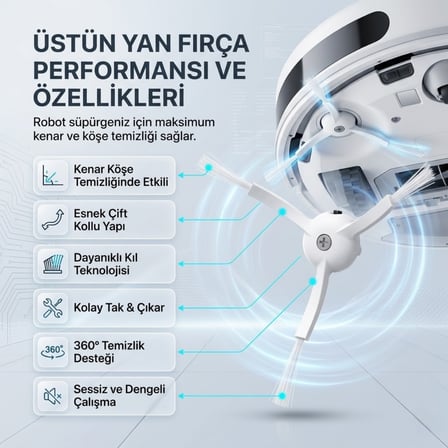 Roborock Qrevo ile Uyumlu 1 Ana Fırça 2 Beyaz Yan Fırça 2 filtre 2 Mop 1 Deterjan