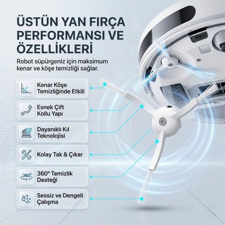 Roborock Qrevo ile Uyumlu 2 Ana Fırça 4 Beyaz Yan Fırça 4 Filtre 4 Mop 1 Deterjan 4 Toz Torbası